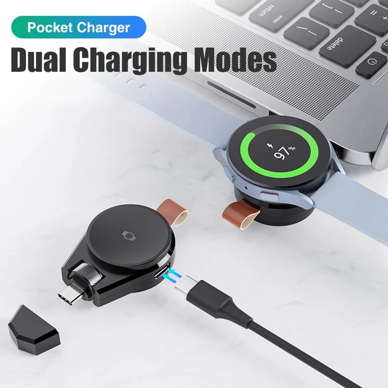 Base de carga magnética inalámbrica, Cable cargador de Reloj portátil USB C, accesorios de reloj inteligente inalámbrico para reloj Samsung