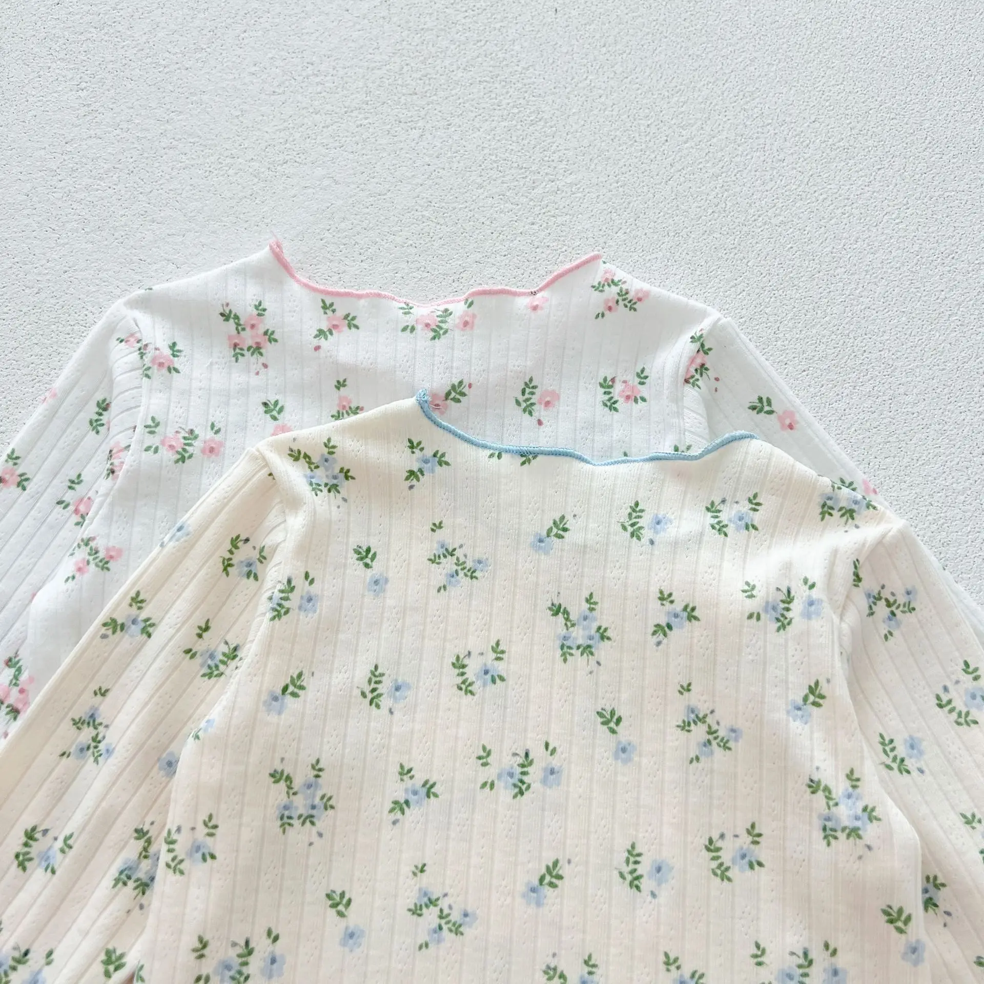 � Neue Ankunft Baby Mädchen Blumen Druck Baumwolle Pyjama Set Langarm Spitze Trim Zwei Stück Nachtwäsche Herbst Homewear Infant Kleinkind ‌ – Detail 14