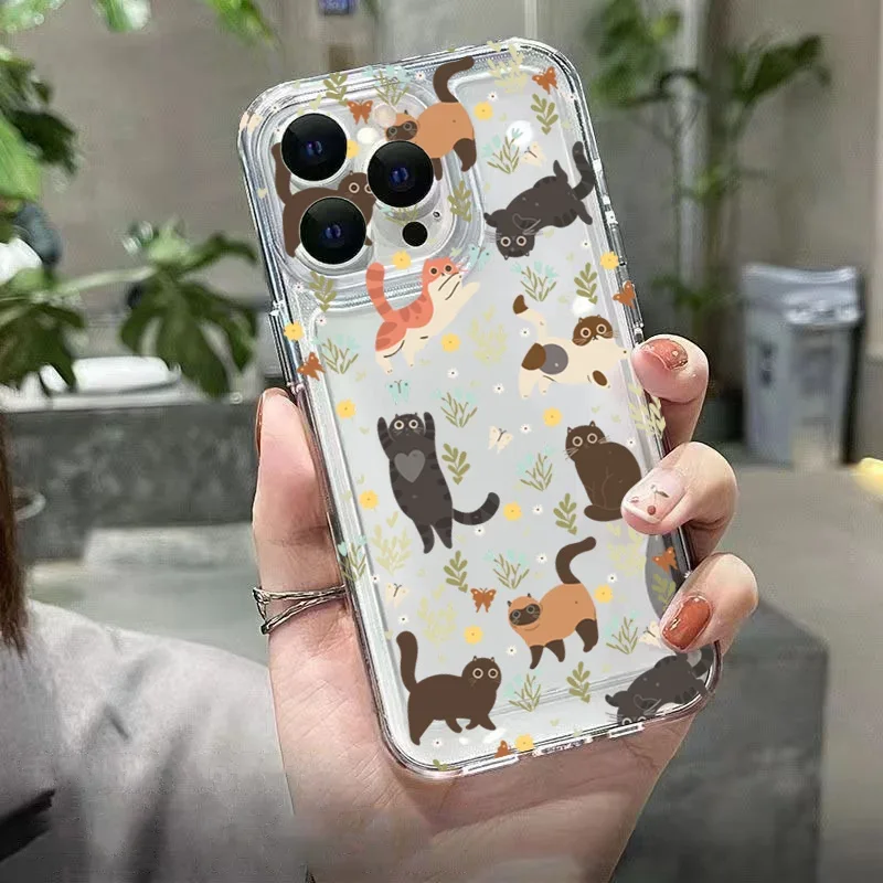 Graffiti Cartoon Dogs Cats Clear Case For Samsung Galaxy A54 5G A55 A35 A34 A15 S26 Plus S24 Ultra S23 S22 S21 S20 FE A14 Cover