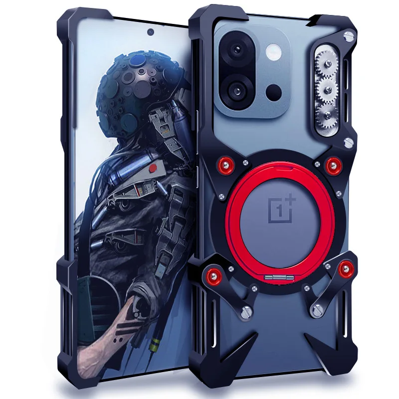 

Luxury Hollow Metal Case For Oneplus 13T Cover Oneplus 13R 13s 13 Aluminum Bumper Built-in 360° Bracket With Protector