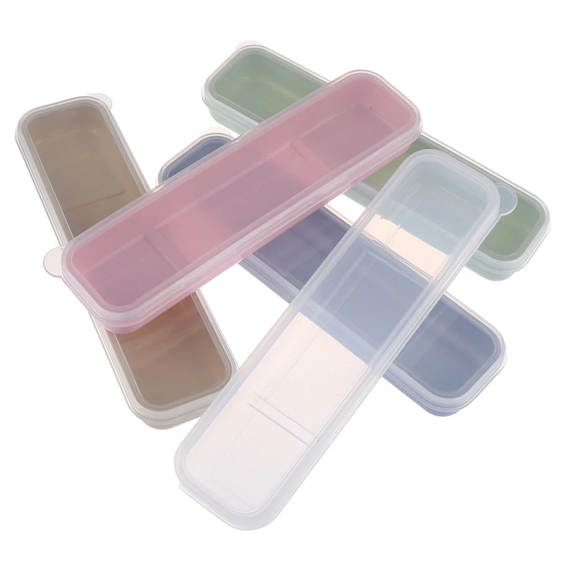 1PC Travel Outdoor Reusable Wheat Straw Tableware Box School Home Slot Design Practical Cutlery Transparent Cover 21*5.4*2.7cm