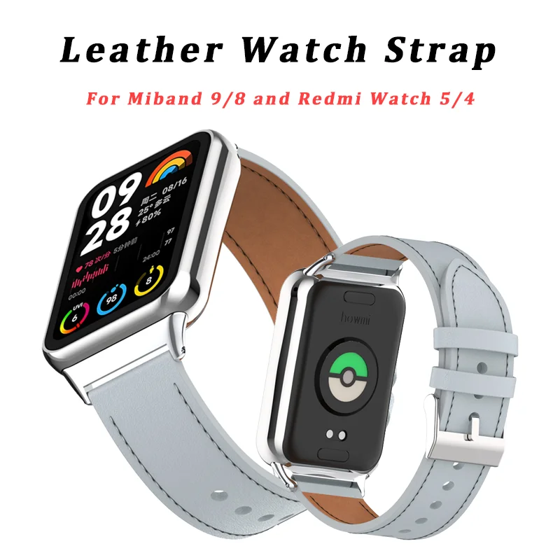 

Leather Strap For Xiaomi Band 9 Pro Miband 8 Pro Soft Watchband Bracelet for Redmi Watch 5 4 Correa Replacement Accessories