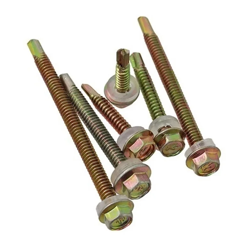 M4.2 M5.2 Wit Zink/Kleur Zink Hex Ring Hoofd Zelfborende Schroeven Zelftappende Plaatwerk Tek Schroeven