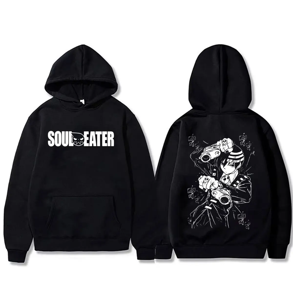 

Anime Soul Eater Death The Kid Print Hoodie Men Women Clothing Manga Fashion Oversized Streetwear Male Vintage Pullover Hoodies