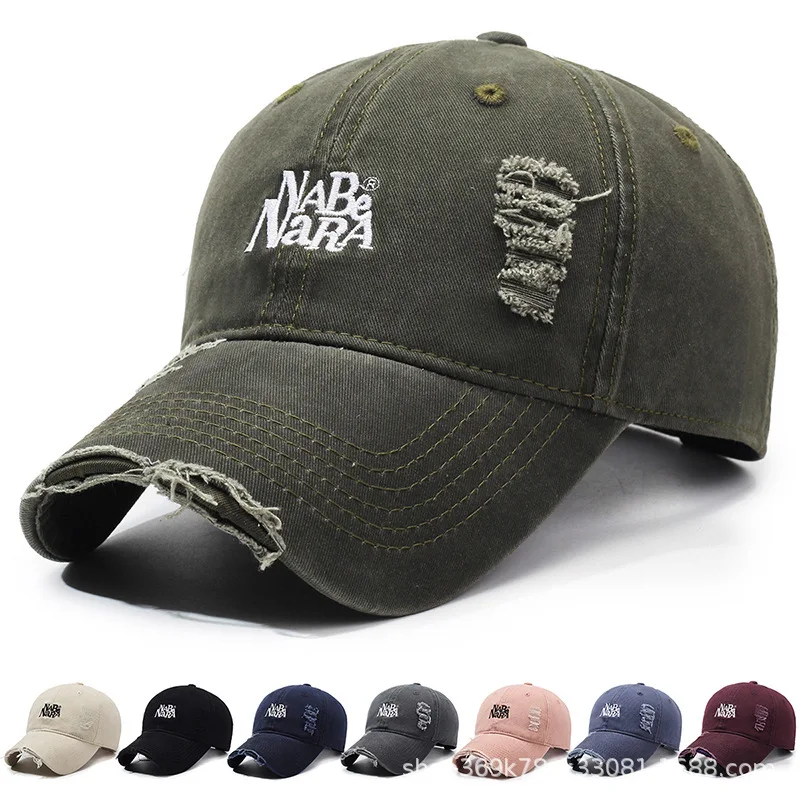 Hip Hop Washed Denim Baseball Cap Trendy Streetwear Peaked Cap Fashion Couple Outdoor Ripped Hat for Men Women