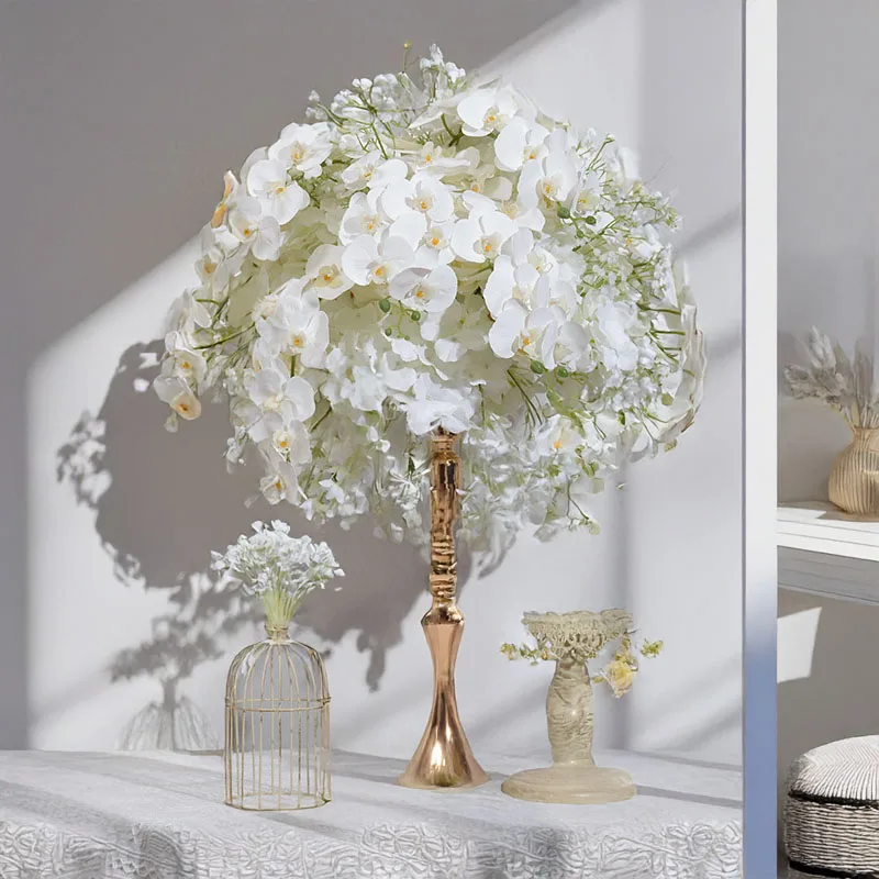 

New Faux Orchid Hydrangea Rose Flower Ball Artificial Floral Arrangement for Wedding Long Table Window Engagement Decor