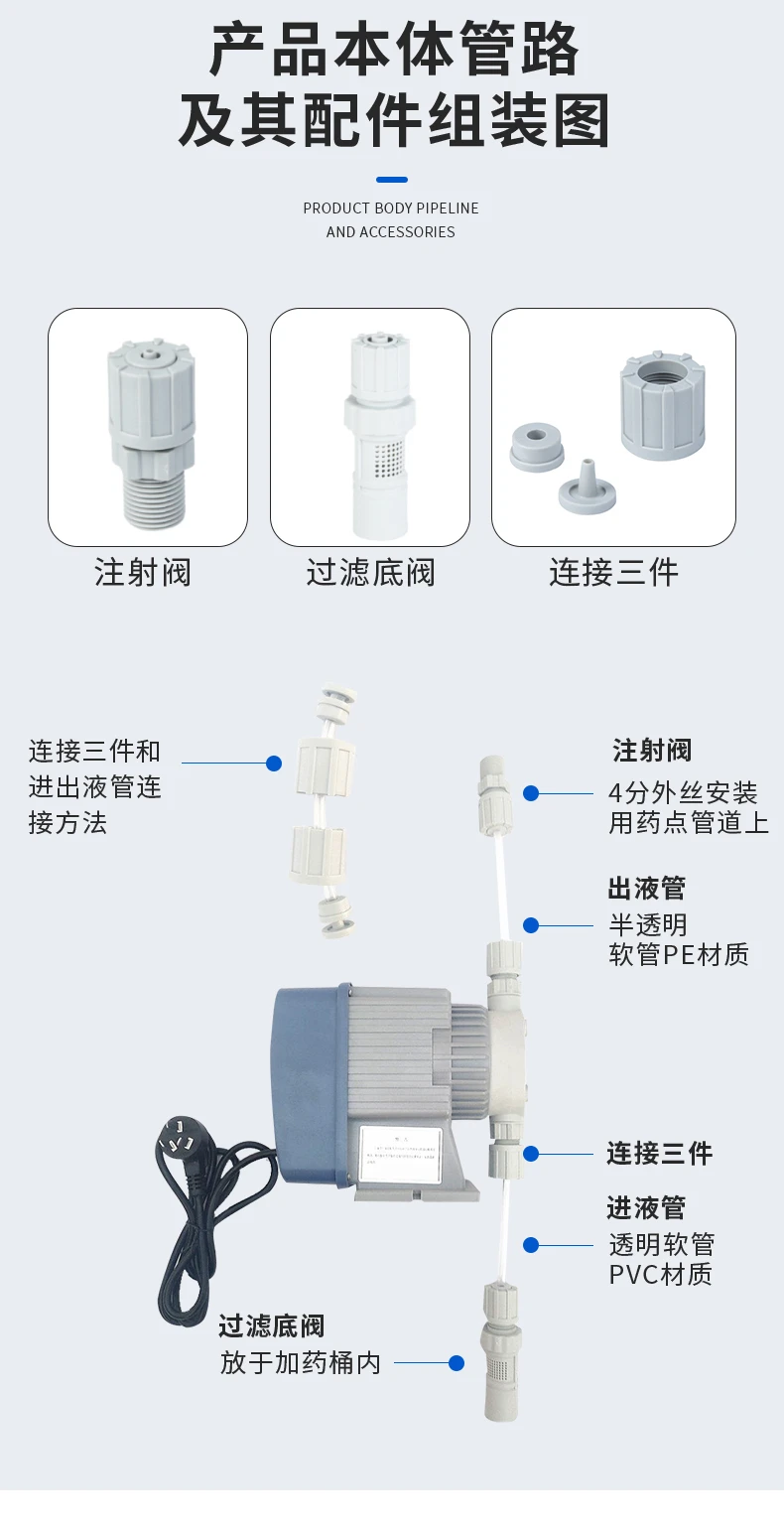 Electromagnetic diaphragm metering  Dosing metering pump Chlorine dioxide dosing pump Water treatment dosing pump