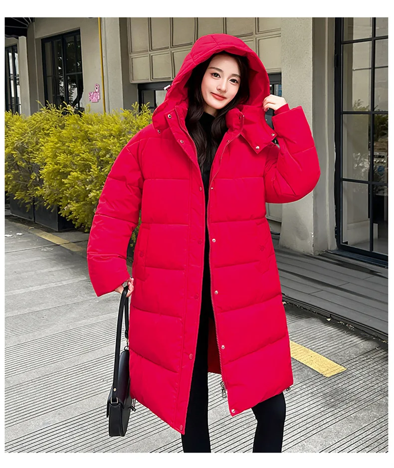 Korean Fashion 2026 Winter New Solid Color Long Sleeve Hooded Cotton Jacket Women's Fashion Versatile Simple Warm Casual Jacket