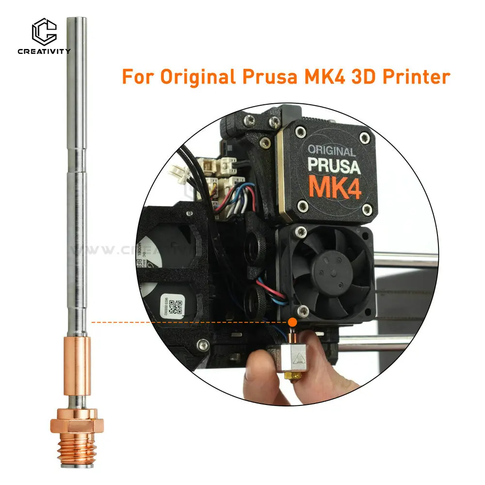 

Creativity Bi-Metal Heater Block Titanium Heat Resistant Throats Hotend Kit High Temperature Resistance Printing for Prusa MK4