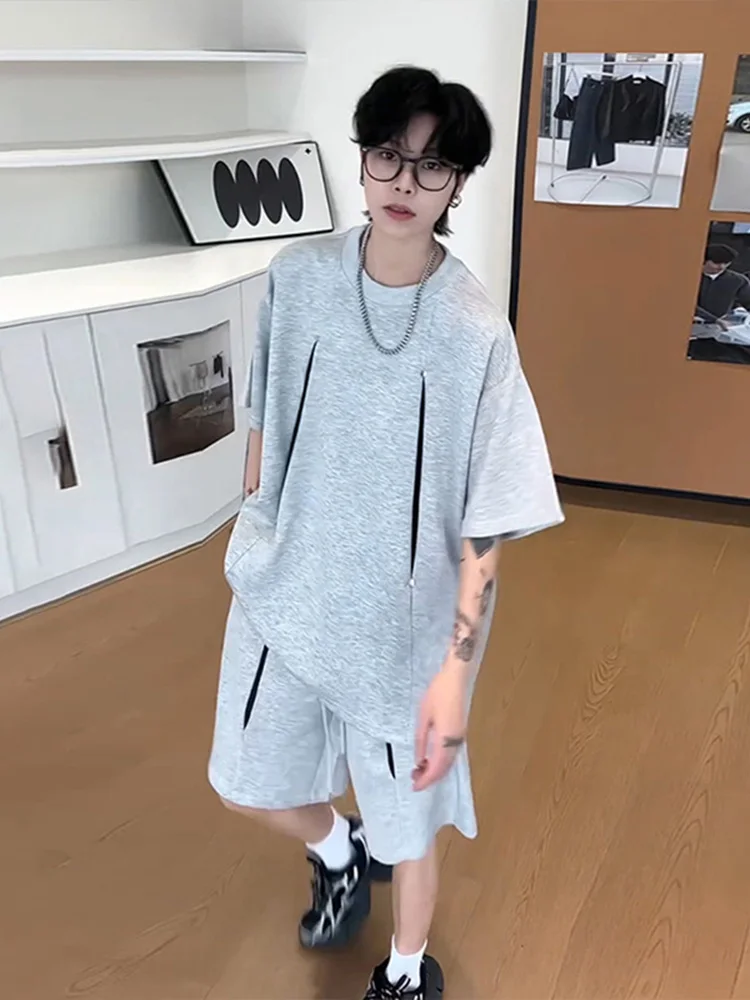 

Стильный мужской летний комплект: футболка и шорты с заклепками, хлопок, повседневная спортивная одежда