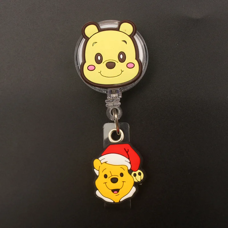 Double Little Bear Tigger Badge Reel Nurse Workers Enfermera ID Holder Girl Boy Retractable Name Card Holder Accessory