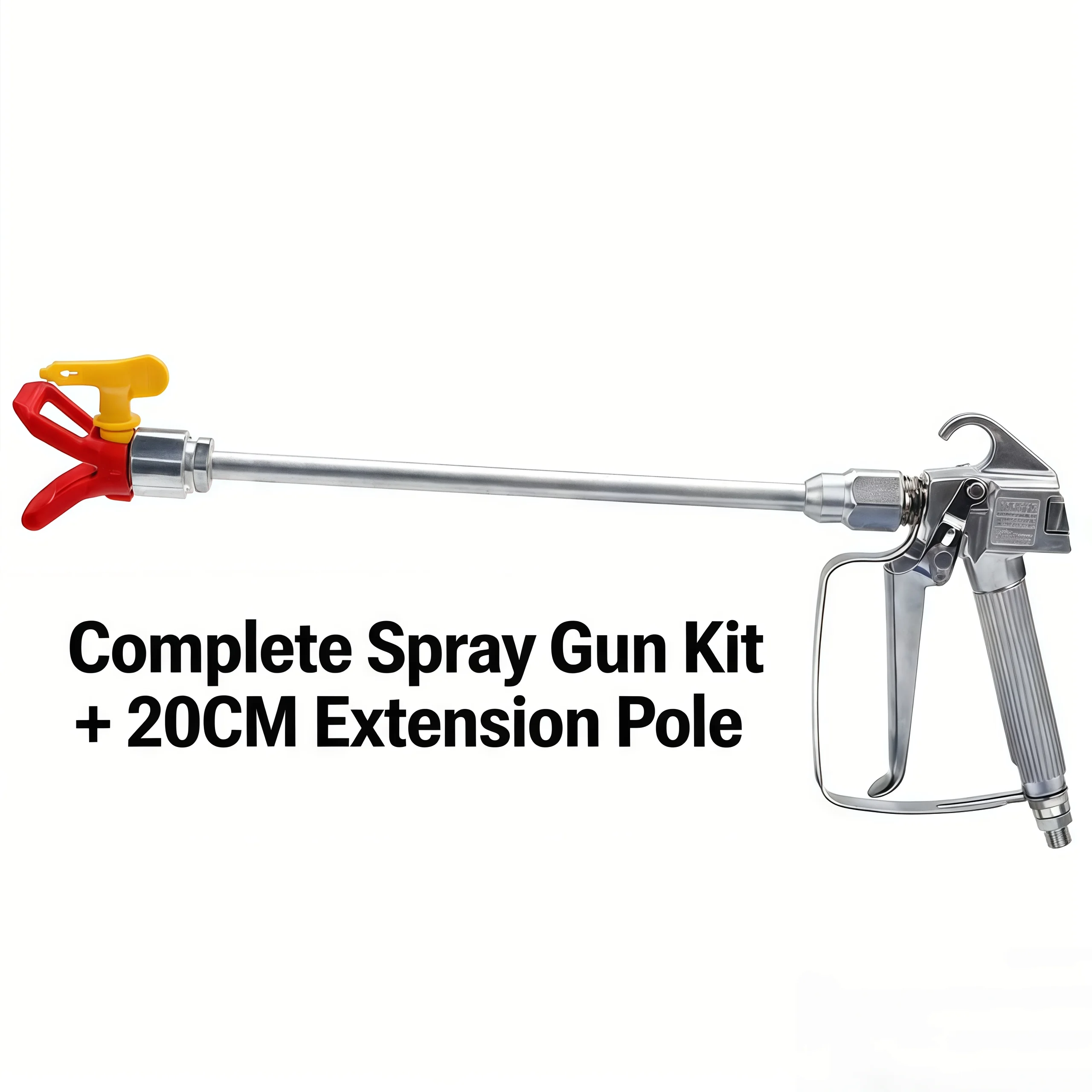 Airless Paint Spray Gun with 20cm Extension Pole, Complete High Pressure Spray Gun Kit for Paint Sprayers