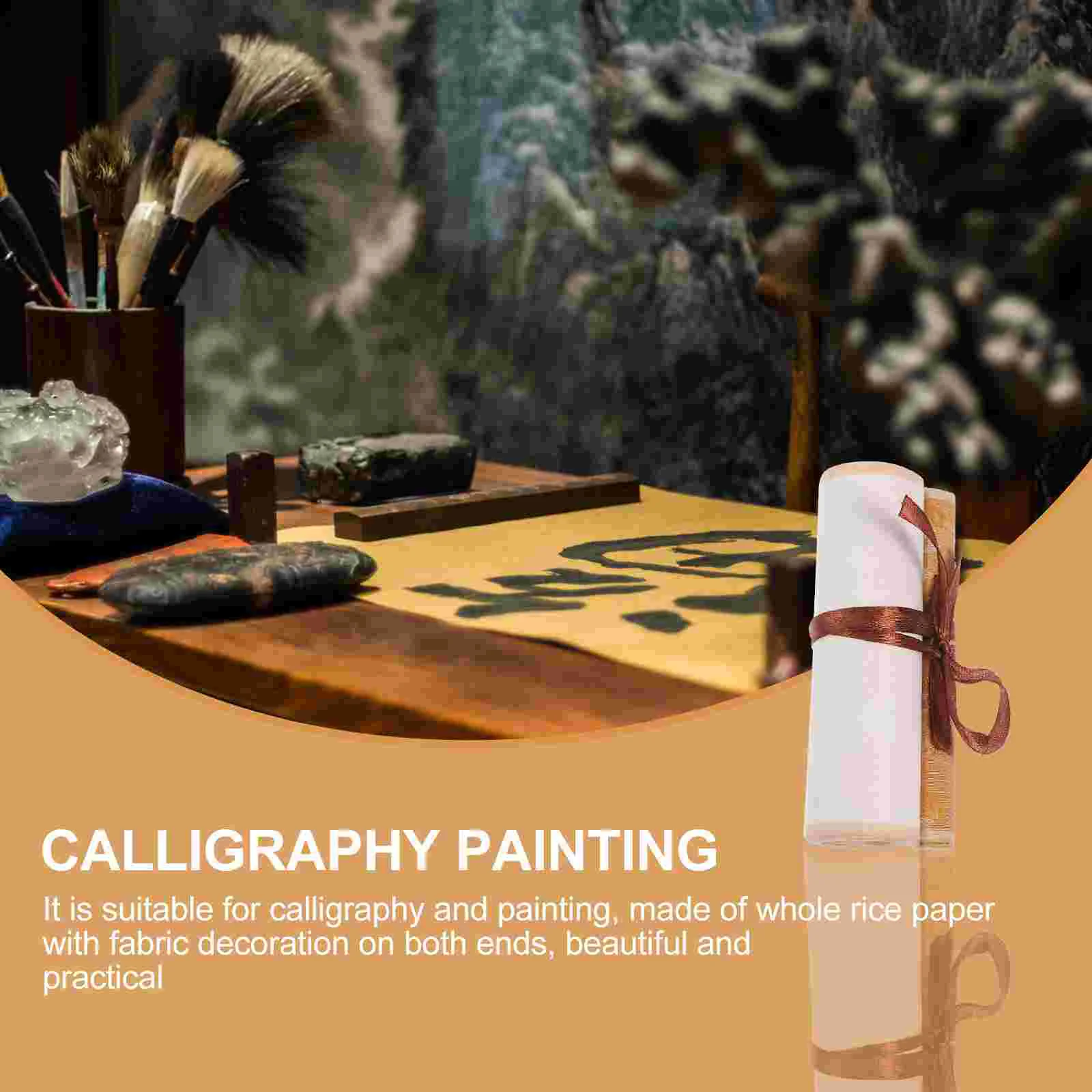 Rice Paper Scroll Blank Chinese Calligraphy Accessory Scrolls Painting White Hangers