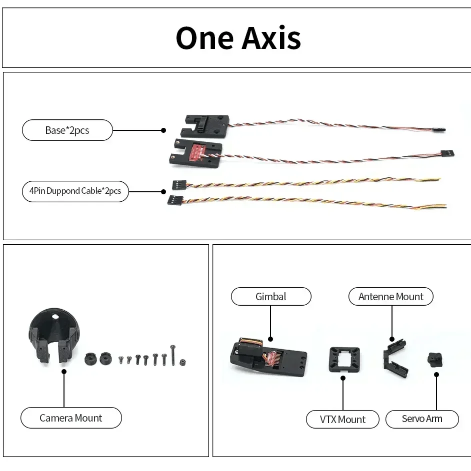 2025ATOMRC Gimbal Servo Motor 1Axis 2 Axis Hi-Resolution Wide Angle Range Gimbal for FPV Goggles Fixed Wing Model RC Airplane