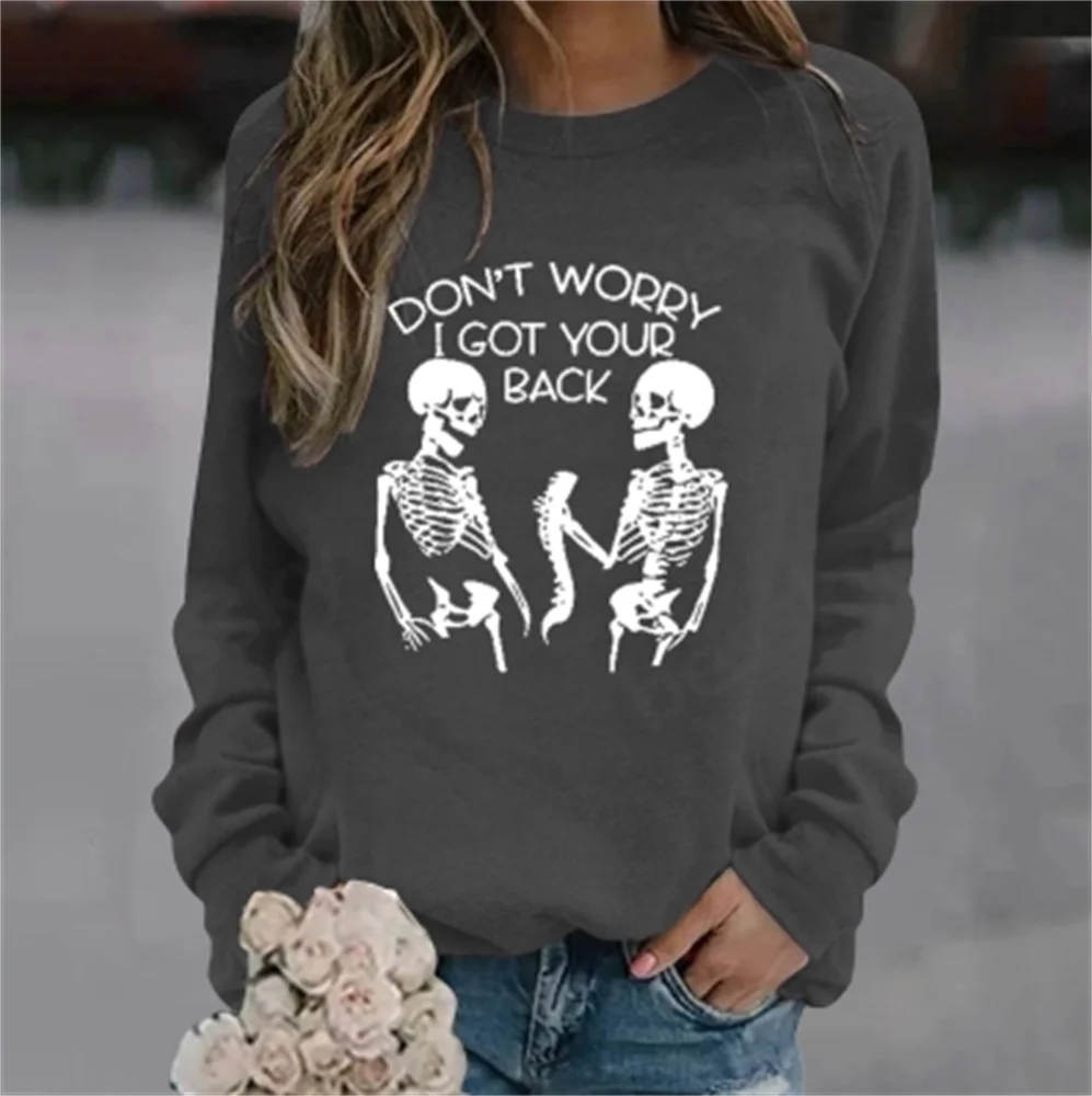

Women's Skull I GOT YOU BACK Letter Printed Hoodie