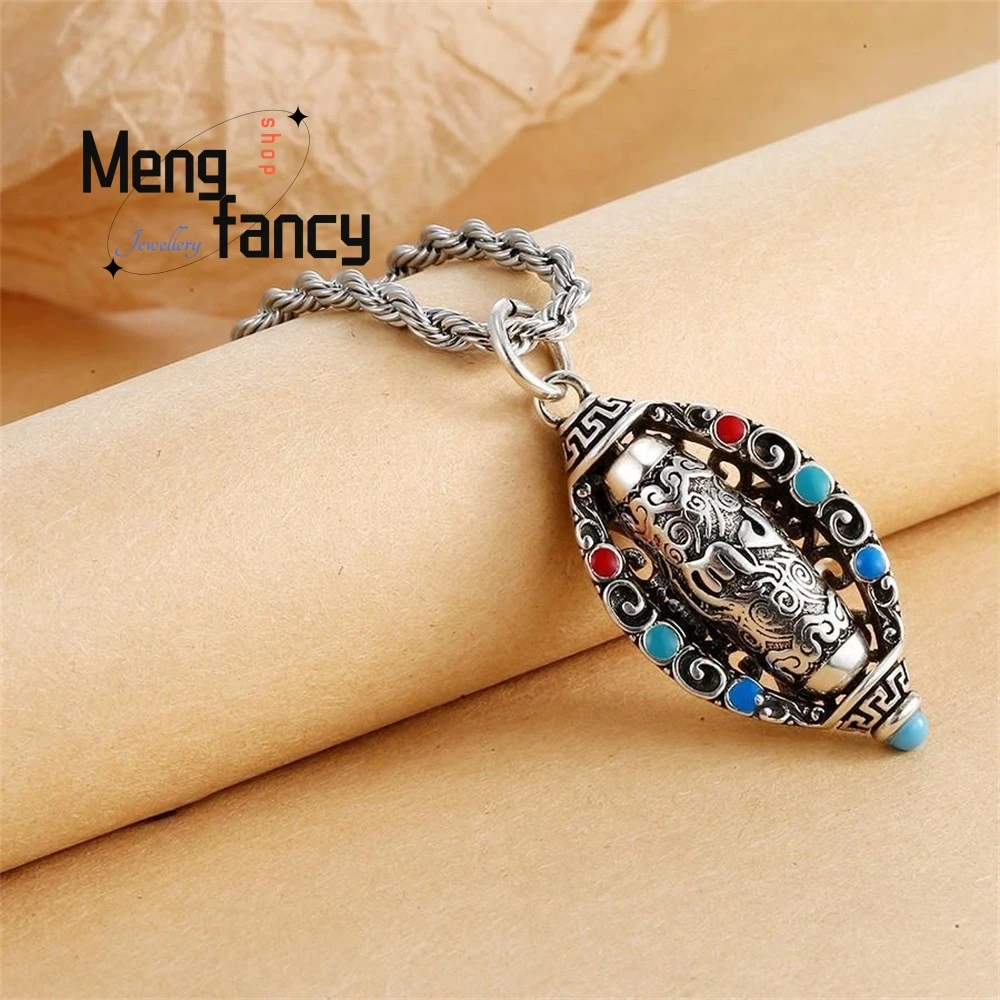 

Peace And Good Fortune Six-character Mantra Pendant Versatile For Both Men And Women Trendy And Retro Rotatable Necklace Elegant