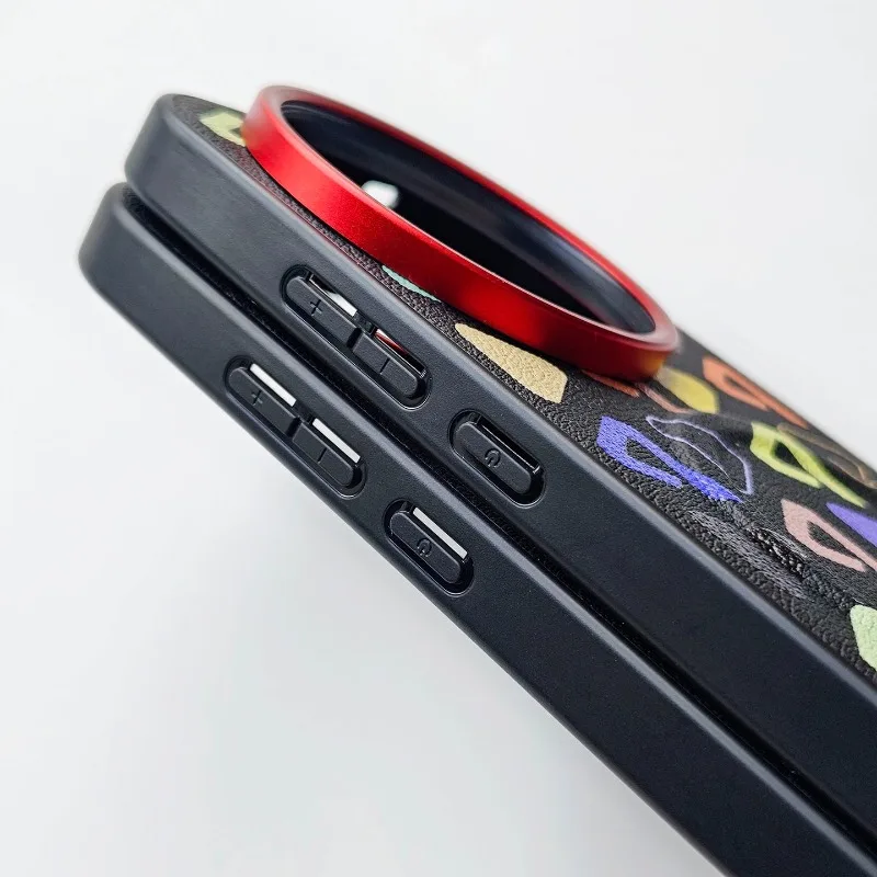 Etui Realme GT8 Pro Luksusowe Magnetyczne Matowe Metalowe Pierścienie na Obiektyw Skórzane PU Odporne na Wstrząsy Kompatybilne z Bezprzewodowym Ładowaniem Magsafe Funda — zdjęcie produktu 3