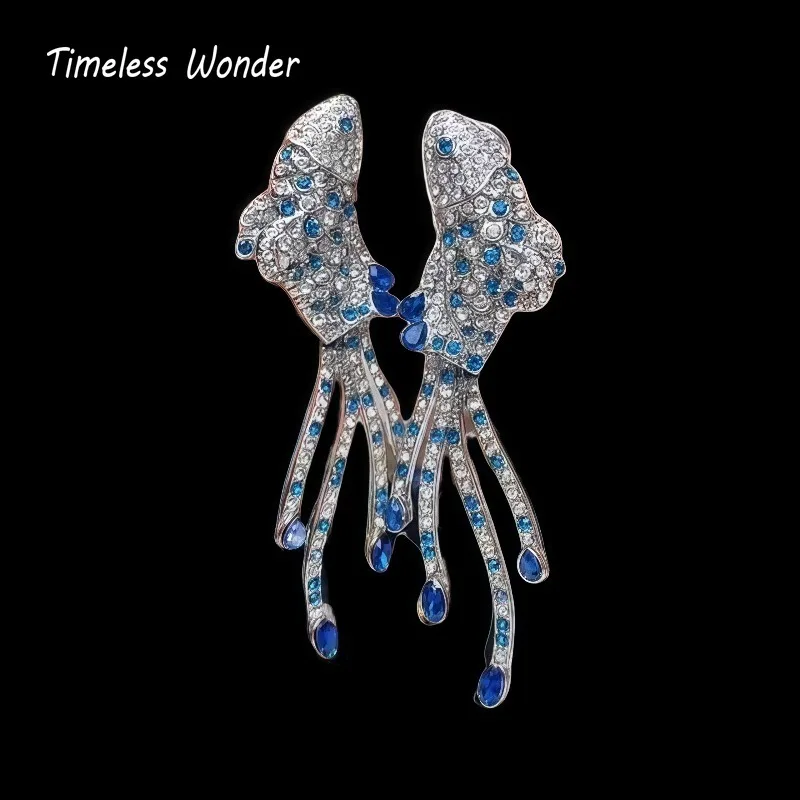 

Timeless Wonder Fancy Crystal Zircon Fish Button Earrings for Women Designer Jewelry Luxury Sweet Gift Rare Top Trendy Cute 1376