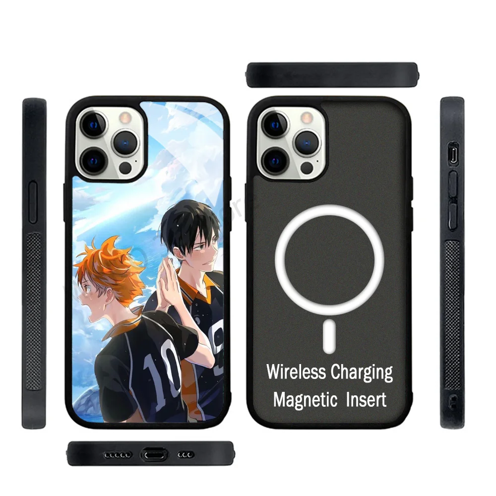 Japan Anime Volleyball Boy Haikyuu Phone Case Strong Magnetic For IPhone 15 14 13 Pro Max 11 12 Mini For Magsafe