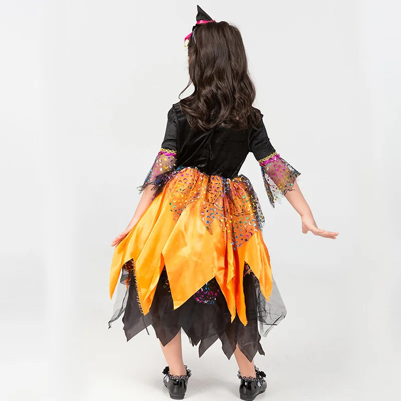 Costume da strega per bambini Cosplay Par Magic Ruolo-plang Gonna Materiale in poliestere Loween Celebration Ensemble