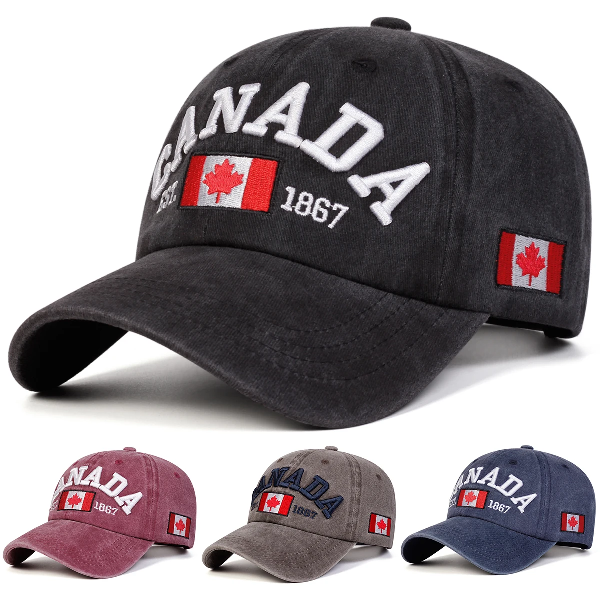 Gorras de béisbol Unisex con bordado de letras de CANADA, gorras informales ajustables para exteriores para primavera y otoño, gorra deportiva con protección solar