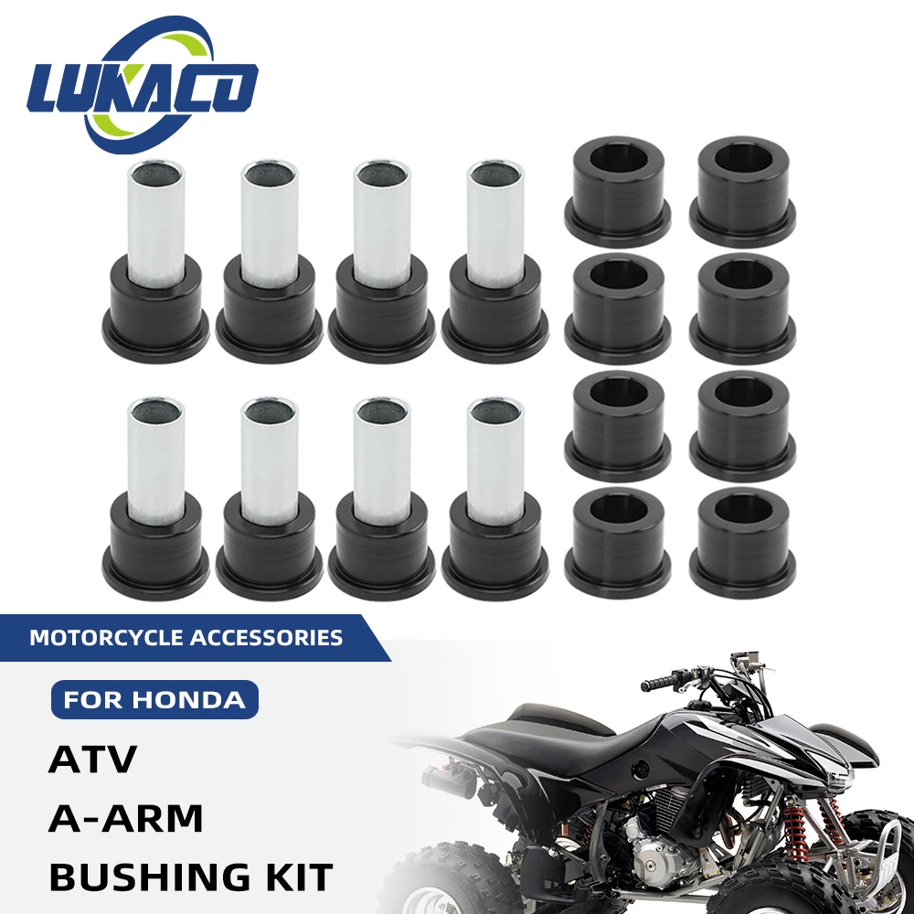 

Black Front A-Arm Bushing Kit Lower Upper Accessories For Honda TRX400X 2009-2014 Sportrax 400 TRX 400EX 1999-2008