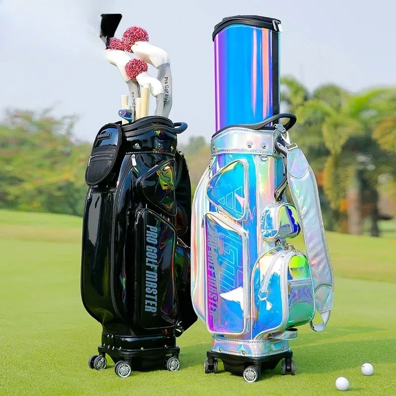 

New Golf Bag Women's Colorful Telescopic Ball Bag Waterproof Four-wheel Flat Push Air Consignment Bag