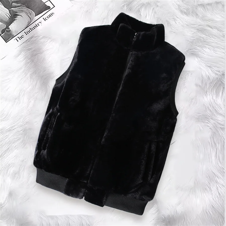 

Black Winter Men's Thick Velvet Warm Vest Solid Sleeveless Zipper Stand Collar Jacket Couple Waistcoat Casual Coat Oversize 5XL