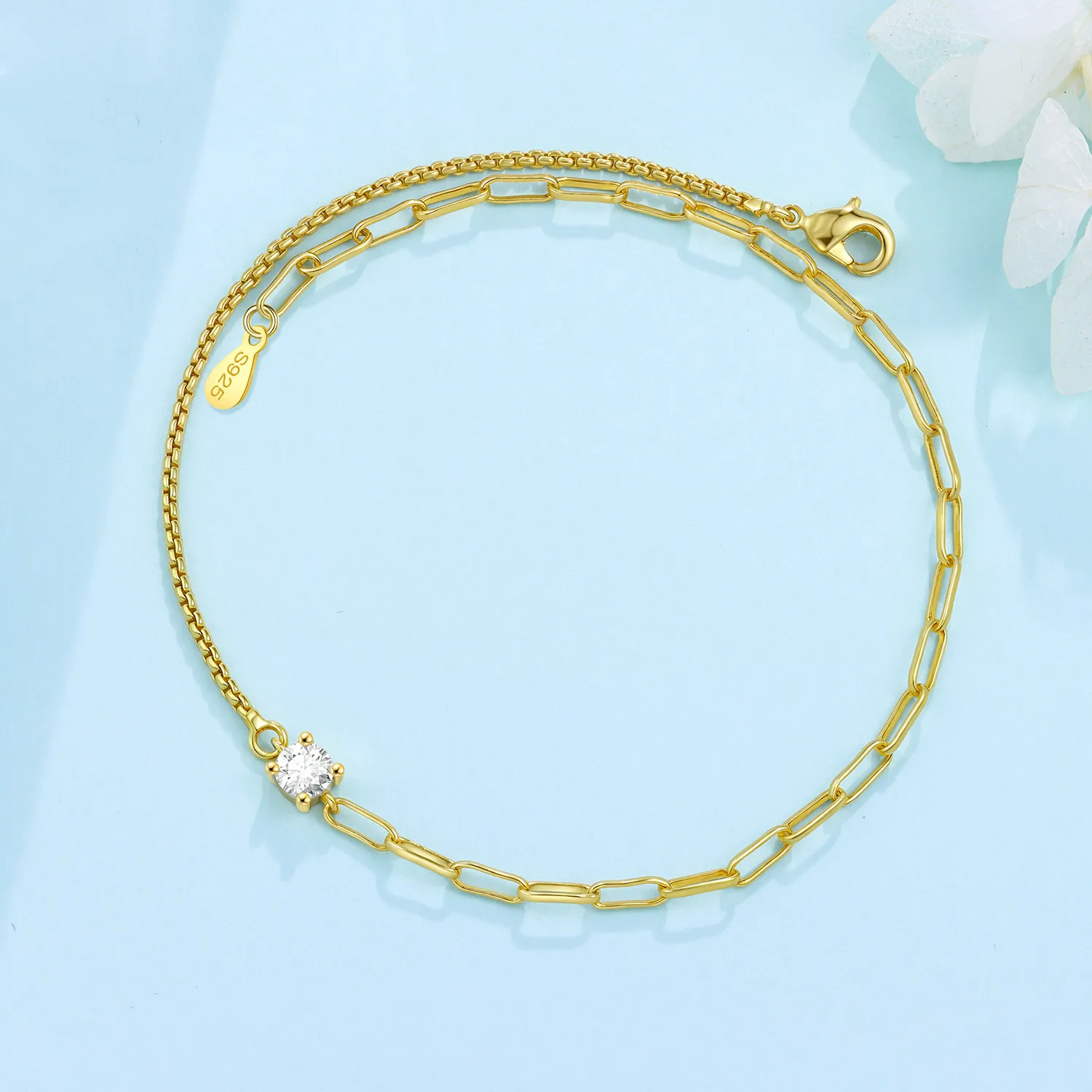 MISEFF S925 Sterling Silver Anklet Splicing Asymmetric Bohemian Style Ankle Leg Bracelets Bodychain Summer Beach Jewelry Gift