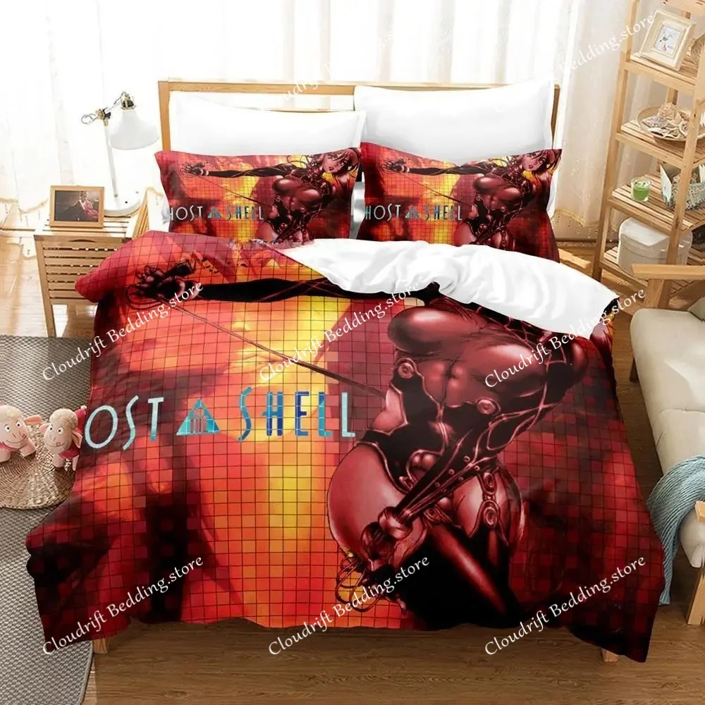

Комплект постельного белья Ghost In The Shell: односпальный, двуспальный, королевский размер, для взрослых и детей, 3D аниме-наборы для спальни, комплекты пододеяльников и простыней
