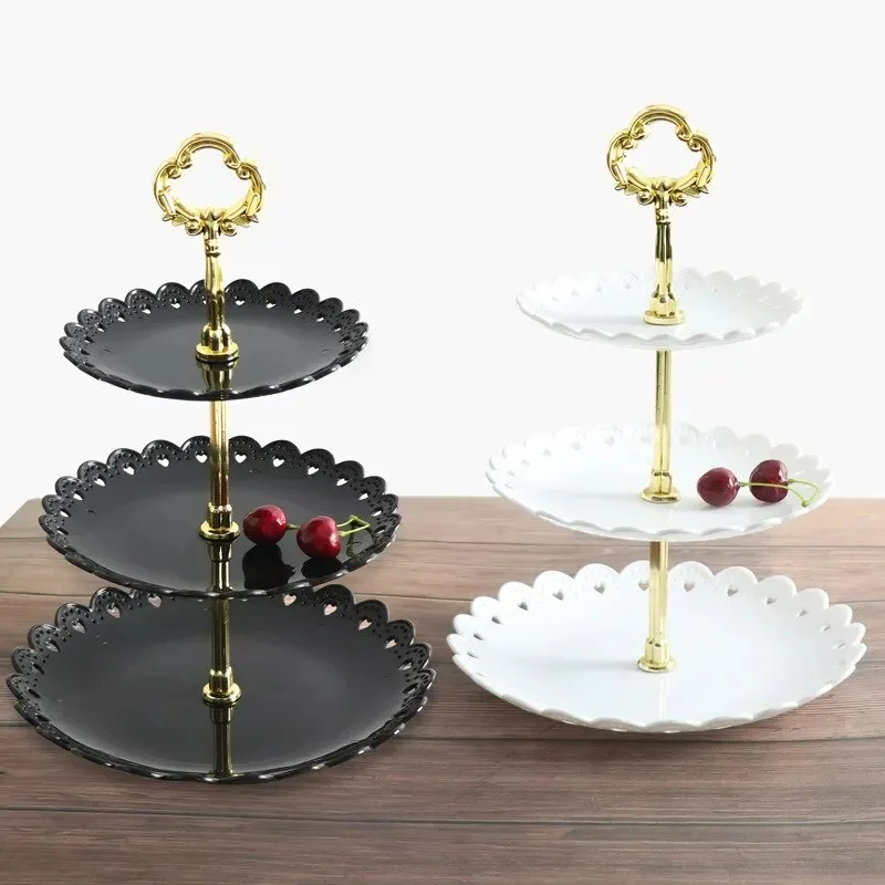 1PC European Dessert Table Fruit Tray Three Layer Cake Stand Rack Wedding Party Candy Plastic Dry Wedding Party House