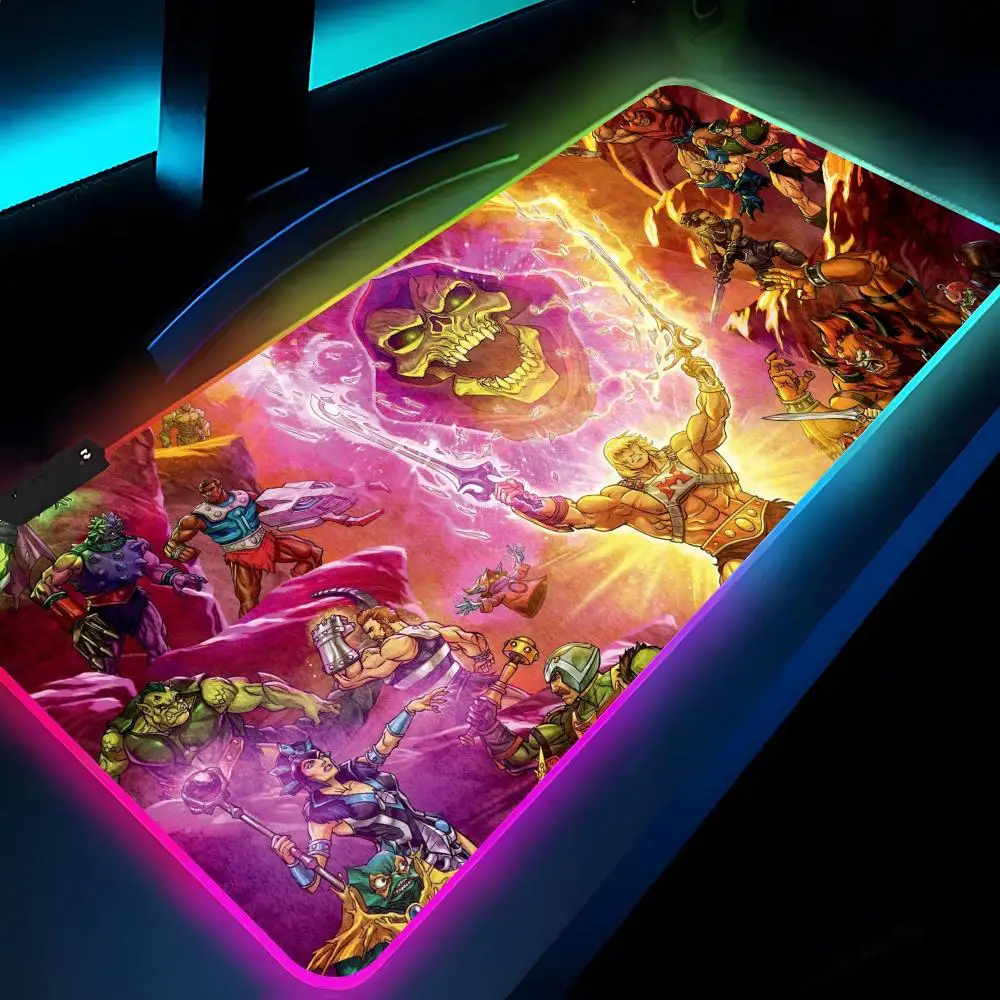 

He Man Masters Of Universe Mouse Pad Rgb Xxl Laptop Mat Gaming Mousepad Backlit Keyboard Gamer Girl Table Pads Desk