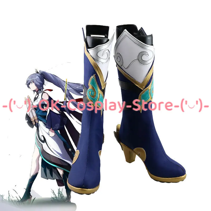 

Game Honkai Impact 3 Fu Hua Cosplay Shoes Halloween Carnival Boots Cosplay Prop PU Leather Shoes Custom Made