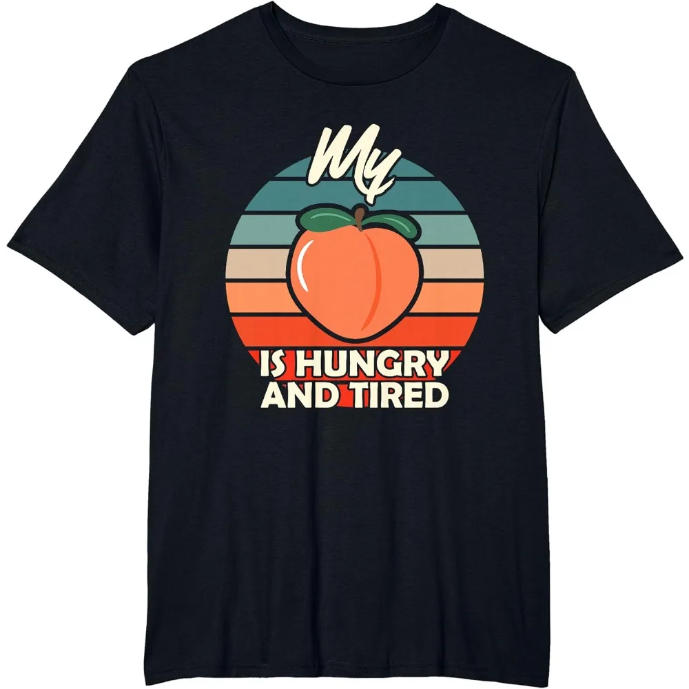 The Essential Minimalist Men's T-shirt Is Just A Peach Fruit Print Tshirt for Hungry and Tired Summer Cotton Unisex Tee Clothing