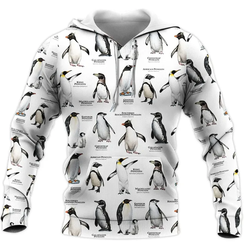 2025 لطيف الحيوان البطريق نوع ثلاثية الأبعاد مطبوعة الرجال والنساء هوديس عادية المتضخم هوديس ملابس رياضية شعبية قمة الموضة الاتجاه #4