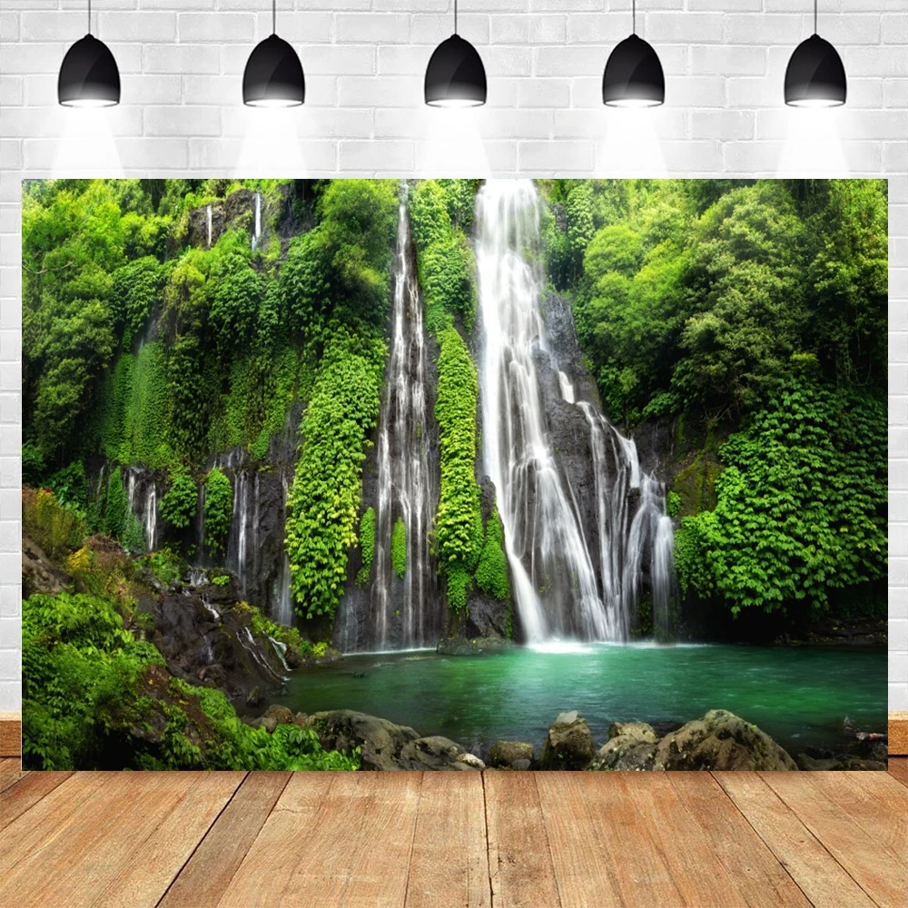 Mountain Landscape Backdrop Nature Scenery Waterfall Forest Tree River Crane Lake Baby Portrait Photography Background Decor