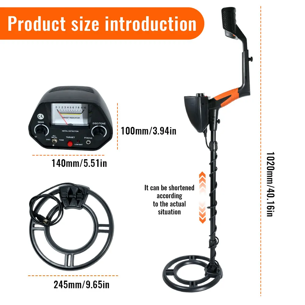 Высокочувствительный подземный металлоискатель MD-2020 с водонепроницаемой пластиной обнаружения для точного позиционирования