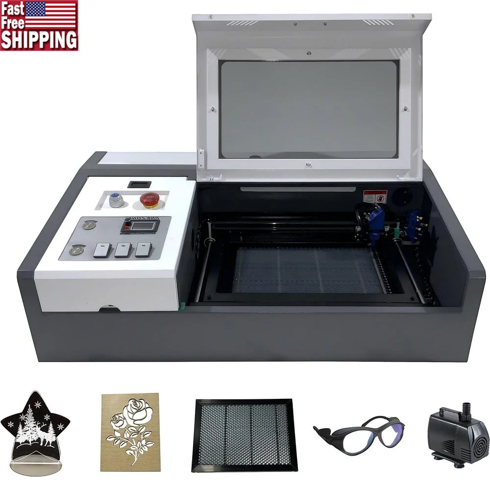 40W Desktop CO2 Laser Engraver Machine Kit Wood Acrylic Leather Cutter with Accessories Lihuiyu M3 Nano Board Free Software &