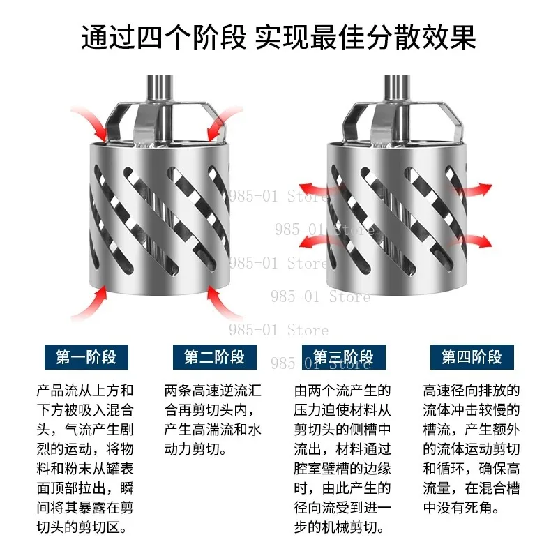 304/316 Stainless Steel Integrated Turbine Agitator, Powder Liquid Mixing High Shear Dispersion Emulsification Machine Head