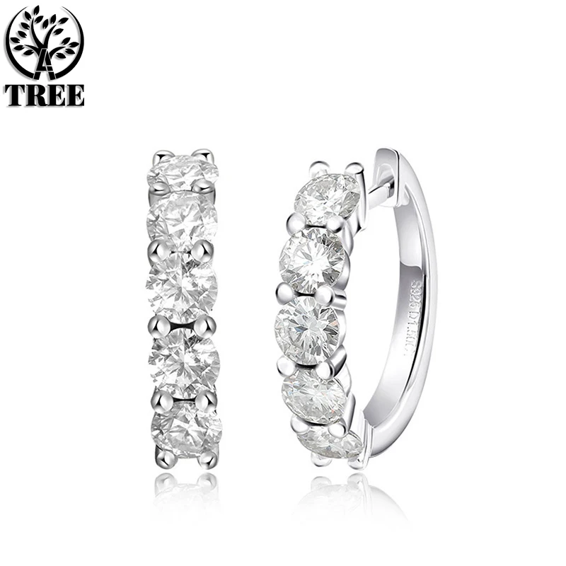 

ALITREE D Color Moissanite Loop Earring 925 Sterling Sliver Plated with 18k White Gold Earring for Women Sparkling Fine Jewelry