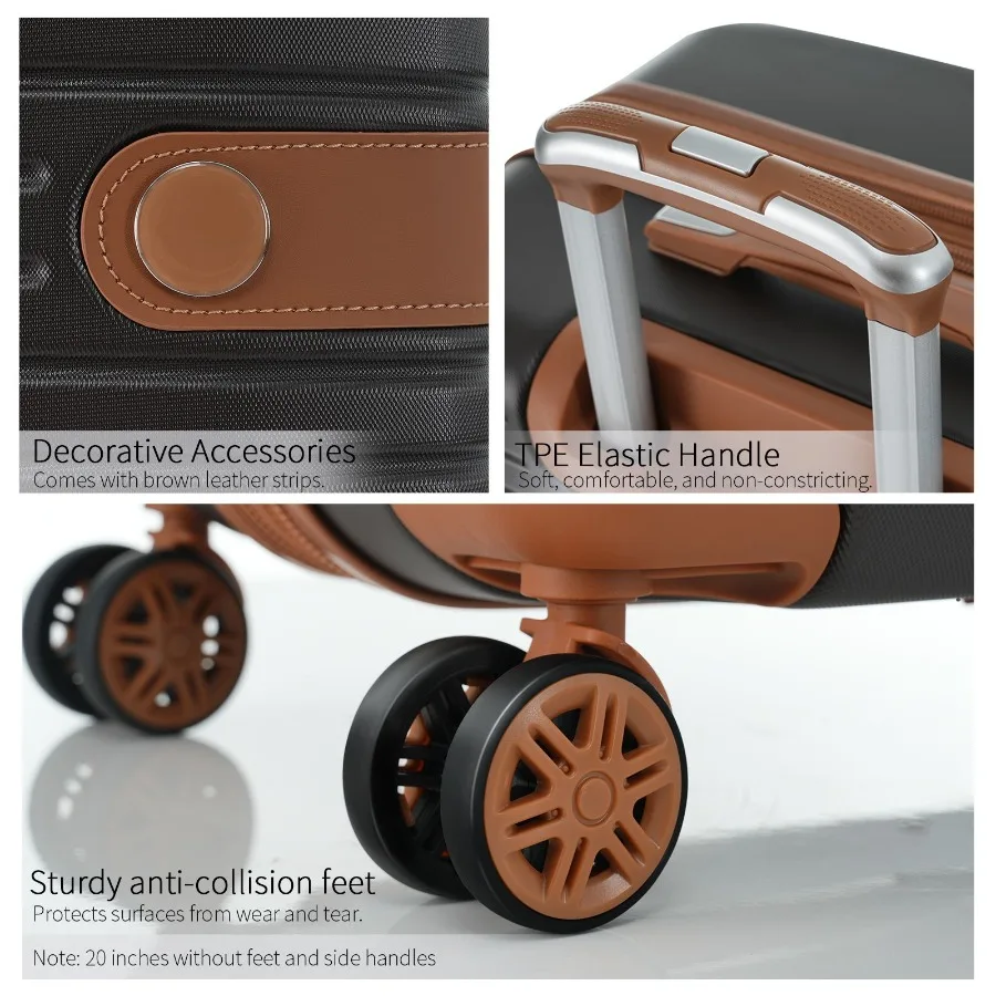 4ピーススーツケースセット ABSハードシェル軽量拡張可能トラベルラゲージ、4つのパッキングキューブ、TSAロック、スピナーホイール付き