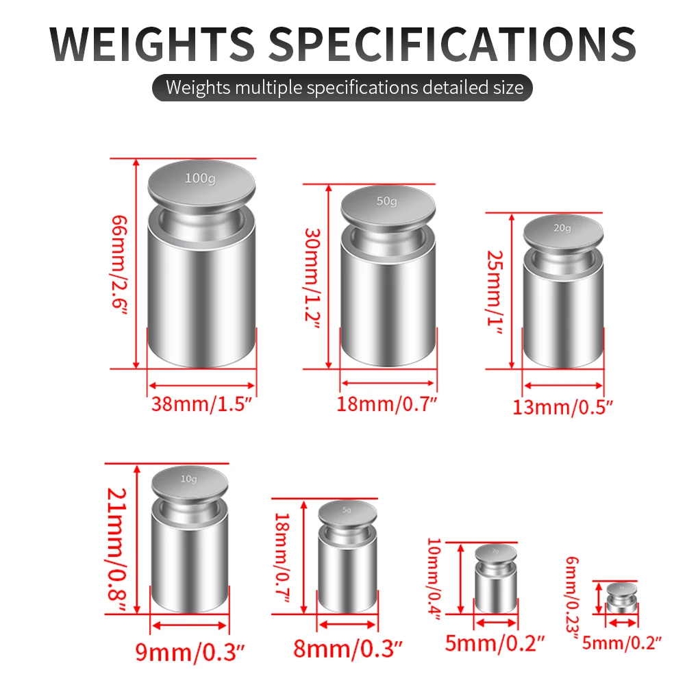 Onnfang 1/5pcs Accurate Calibration Chrome Plating Standard 1g 2g 5g 10g 20g 50g 100g for Digital Balance Scale Jewelry Weight