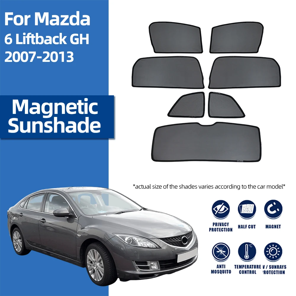 

For Mazda 6 GH Liftback 2007-2013 Magnetic Car Sunshade Shield Front Windshield Curtain Rear Side Baby Window Sun Shade Visor