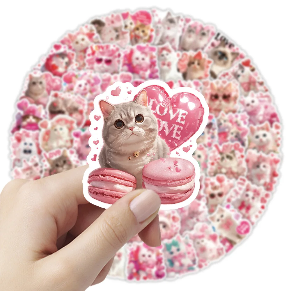 

10/50PCS Valentine's Day Cat Stickers Cartoon Cute Pink Romantic Sticker for Phone Computer Notebook Stationery DIY Toys Secret