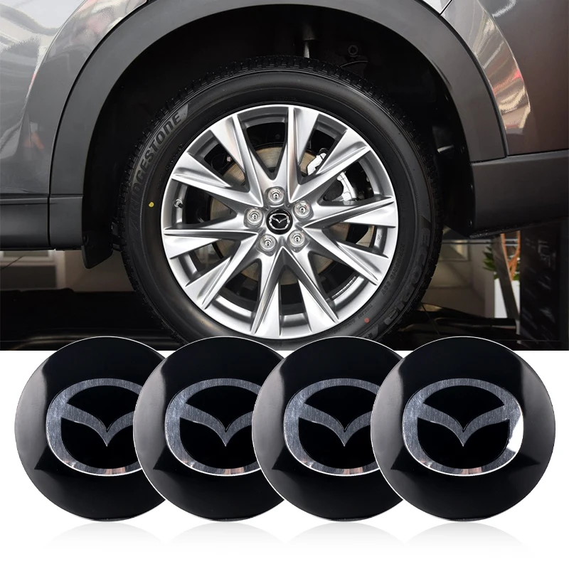 4pcs 56/60mm Car Badge Wheel Center Cover Hub Cap Stickers For Mazda Speed MS 2 3 5 6 7 323 RX8 Axela Atenza CX-3 CX-4 CX-5 CX-8