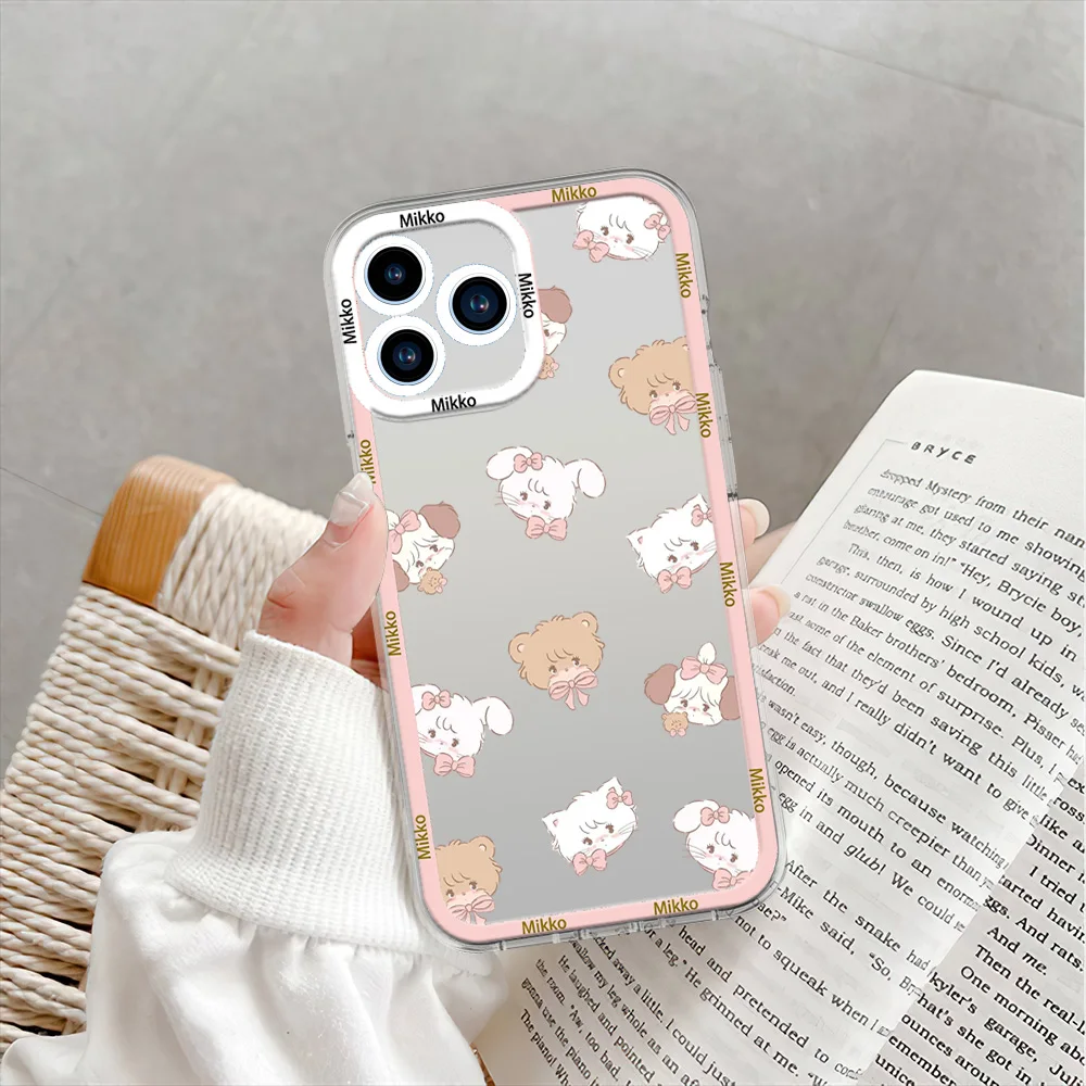 Cute M-Mikko I-Illustrations Phone Case for iPhone 12 11 13 14 15 16 Max Pro Plus Transparent Bezel Shell