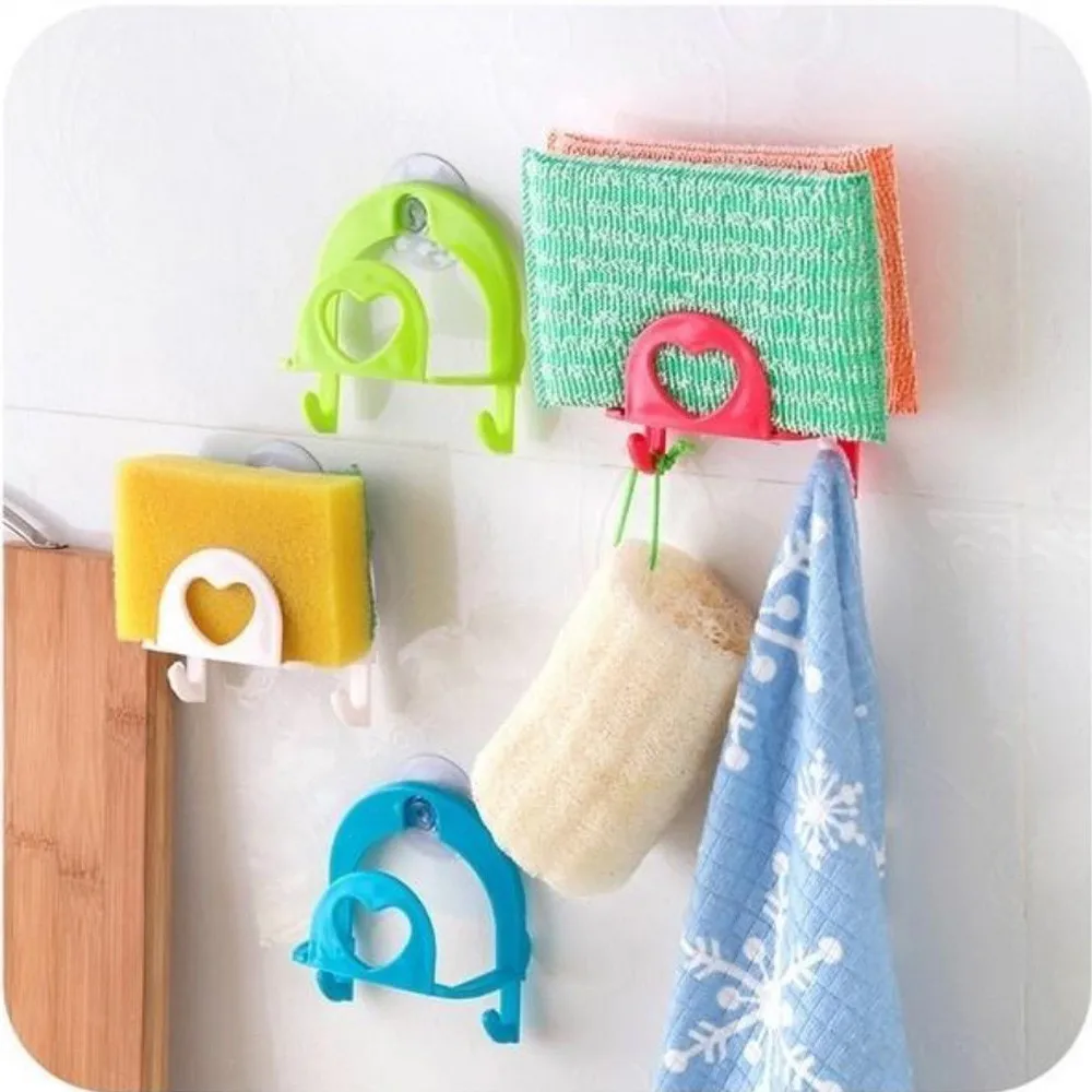 TXM Convenient Sponge Holder Suction Cup Sink Kitchen Tools Wall Mounted Type Storage Soap Rack Drain