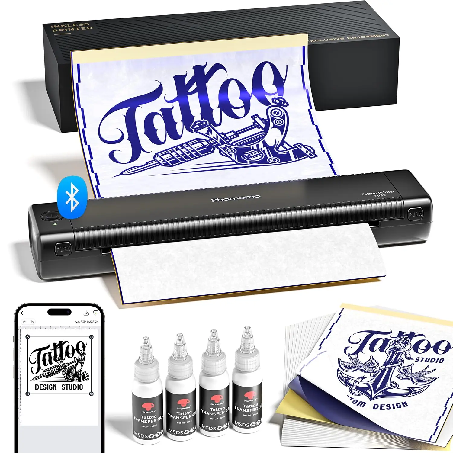 

Upgraded Tattoo Stencil Printer with Transfer Gel and Paper, Ideal for Artists & Beginners