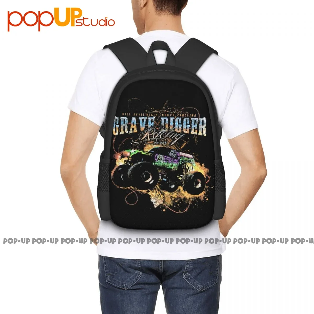 Monster Jam Caminhão Mochila, Grave Digger Travel Shoe Bag, grande capacidade, impressão 3D, corrida ao ar livre