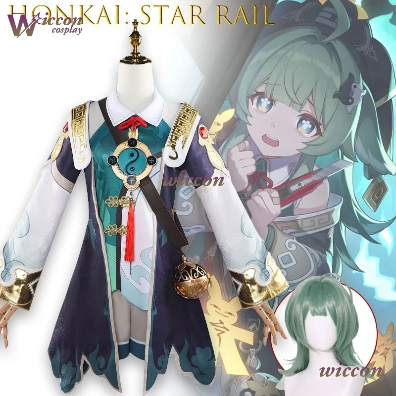 

WUHU Honkai Star Rail Huohuo Cosplay Costume Full Set Outfit Dress Huo Huo Cosplay Honkai Start Rail Cosplay Wig Shoes Props